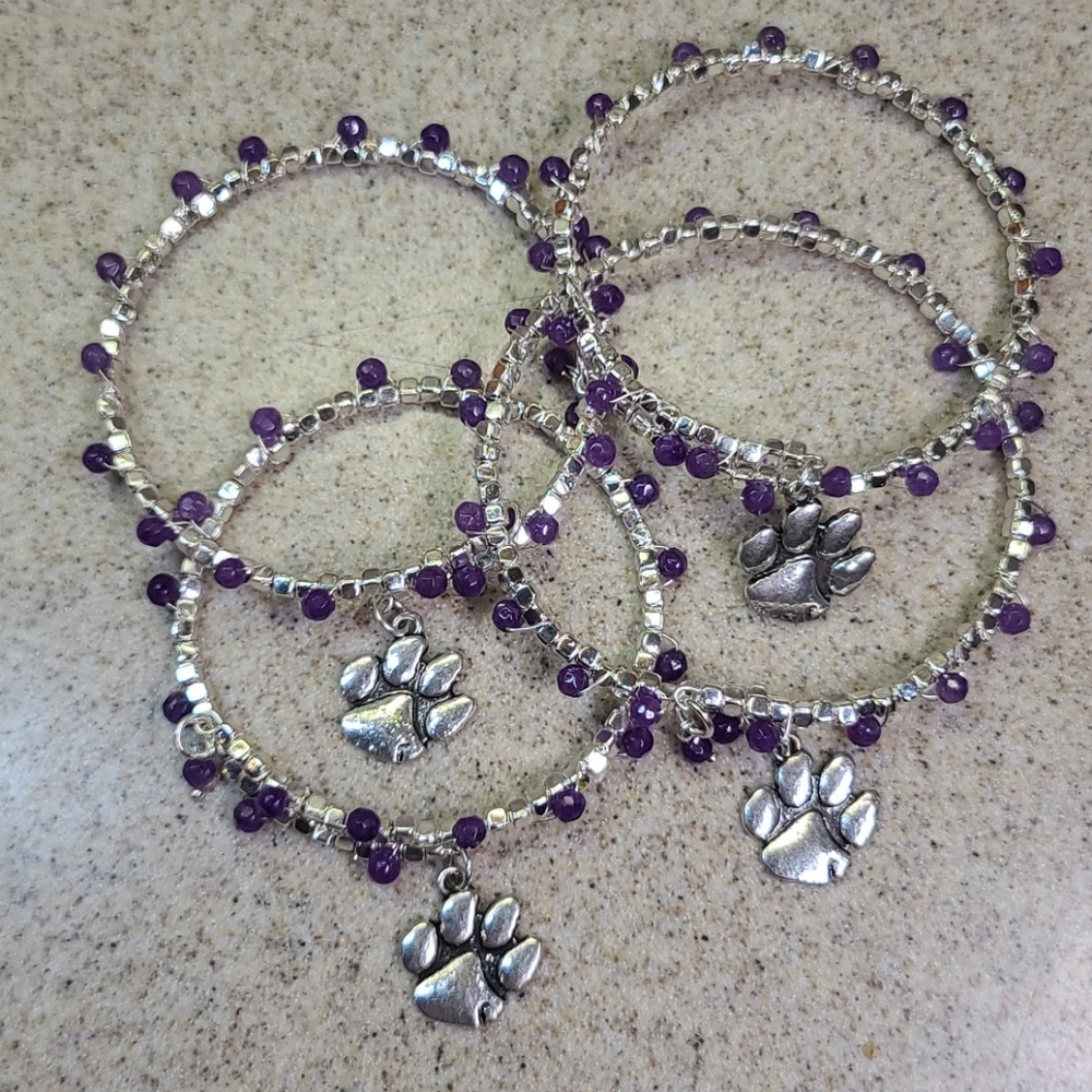 LSU BRACELET SILVER /Purple. ADJUSTABLE
